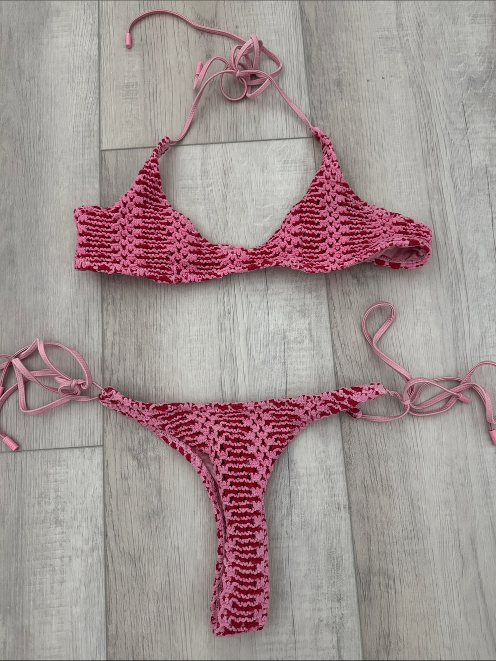 TRIANGL Pink Crochet Bikini